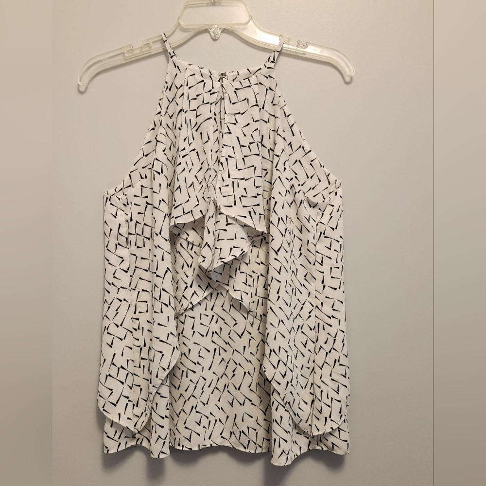 Banana Republic White & Black Patterned Sleeveless Top Size Medium